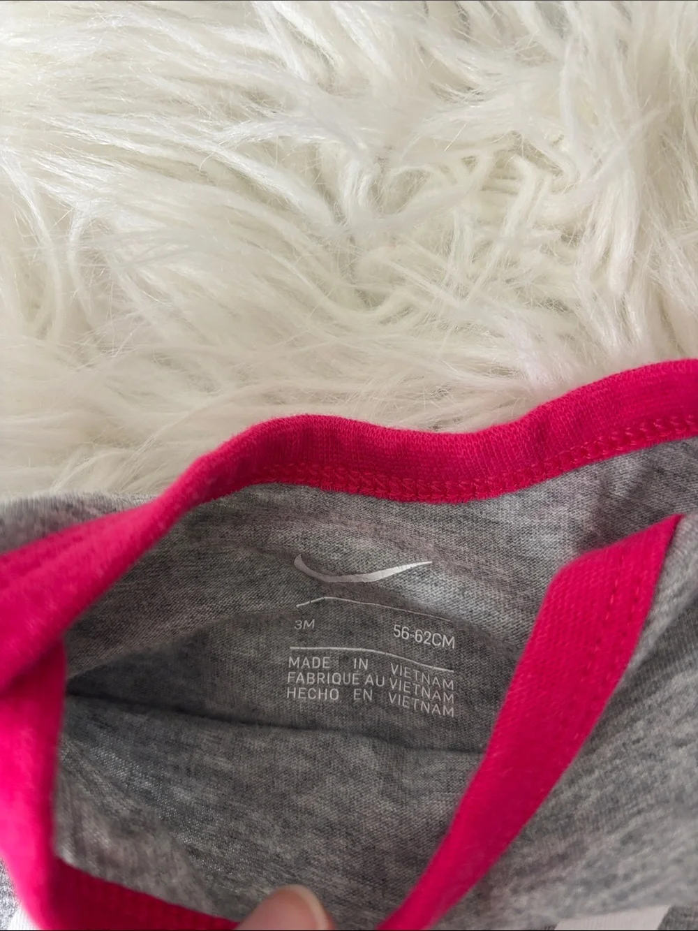 Nike Gray Bodysuit with Hot Pink Trim Size 3M